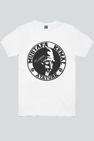 Dairede Atatürk Beyaz Kısa Kollu Erkek T-shirt - Thumbnail
