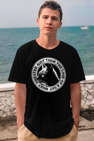 Rock & Roll - Dairede Kedi Kafası Kısa Kollu Siyah Erkek T-shirt