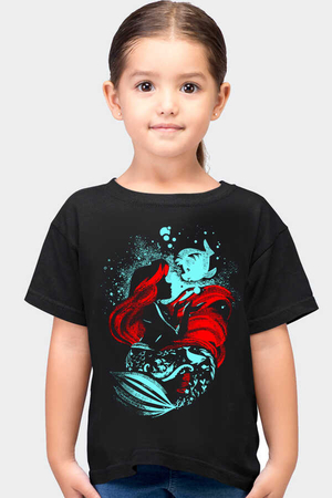 Deniz Kızı Siyah Kısa Kollu Çocuk T-shirt - Thumbnail