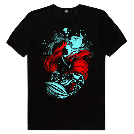 Deniz Kızı Siyah Kısa Kollu Erkek T-shirt - Thumbnail