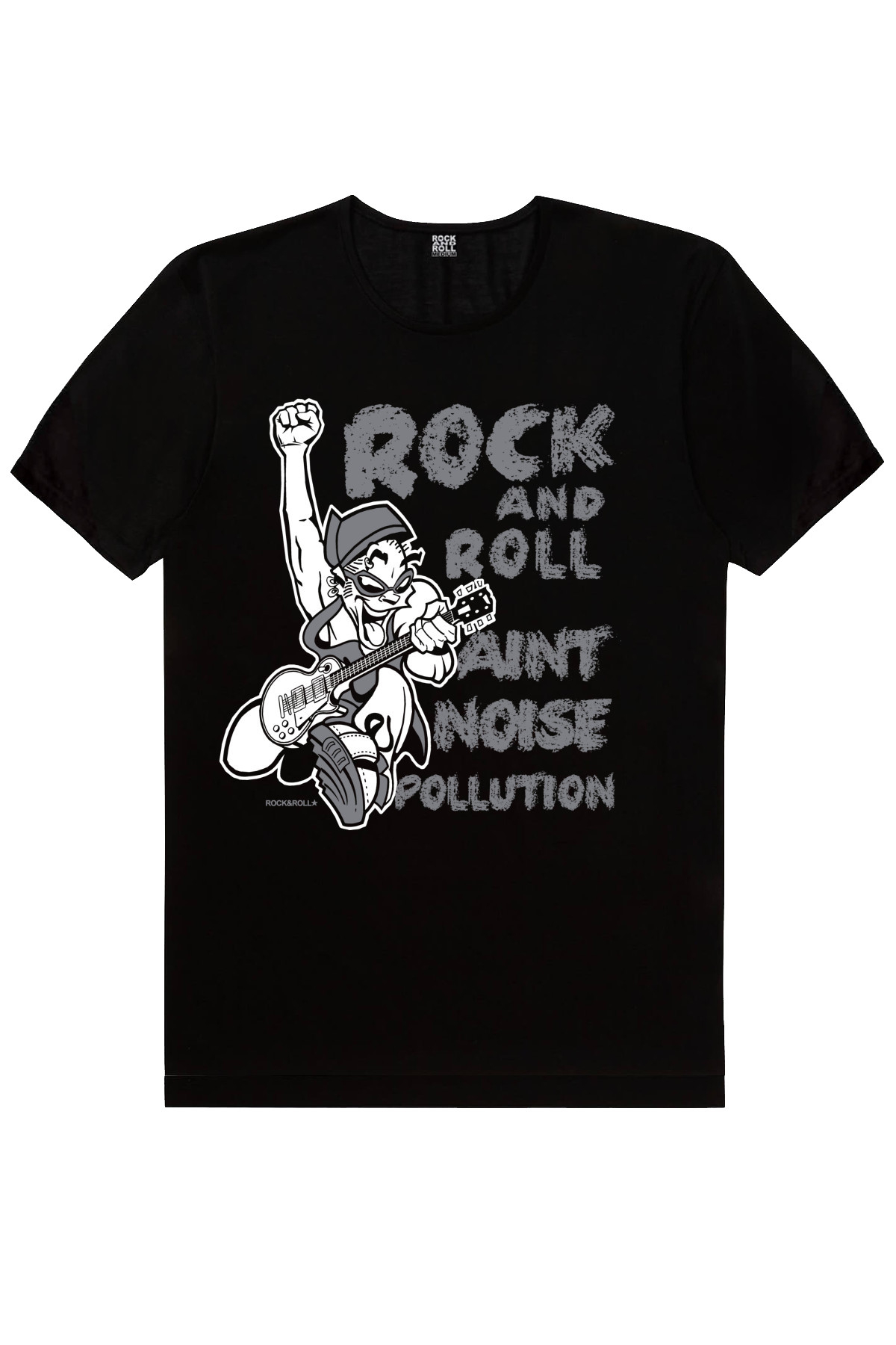 Gürültülü Rock Siyah Kısa Kollu Erkek T-shirt