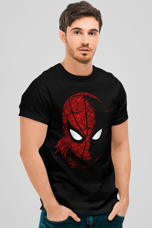 Dijital Örümcek Siyah Kısa Kollu Erkek T-shirt - Thumbnail