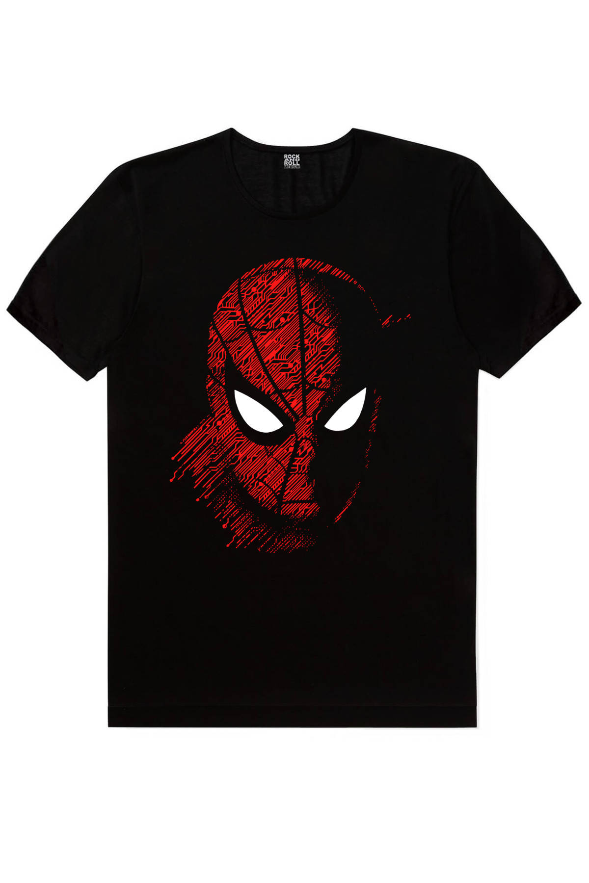 Dijital Örümcek Siyah Kısa Kollu Erkek T-shirt