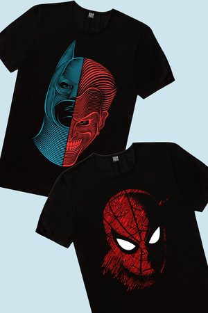 Rock & Roll - Dijital Örümcek, Yarım Kahraman Çocuk Tişört 2'li Eko Paket