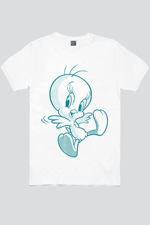 Neşeli Kuş Beyaz Kısa Kollu Erkek T-shirt - Thumbnail