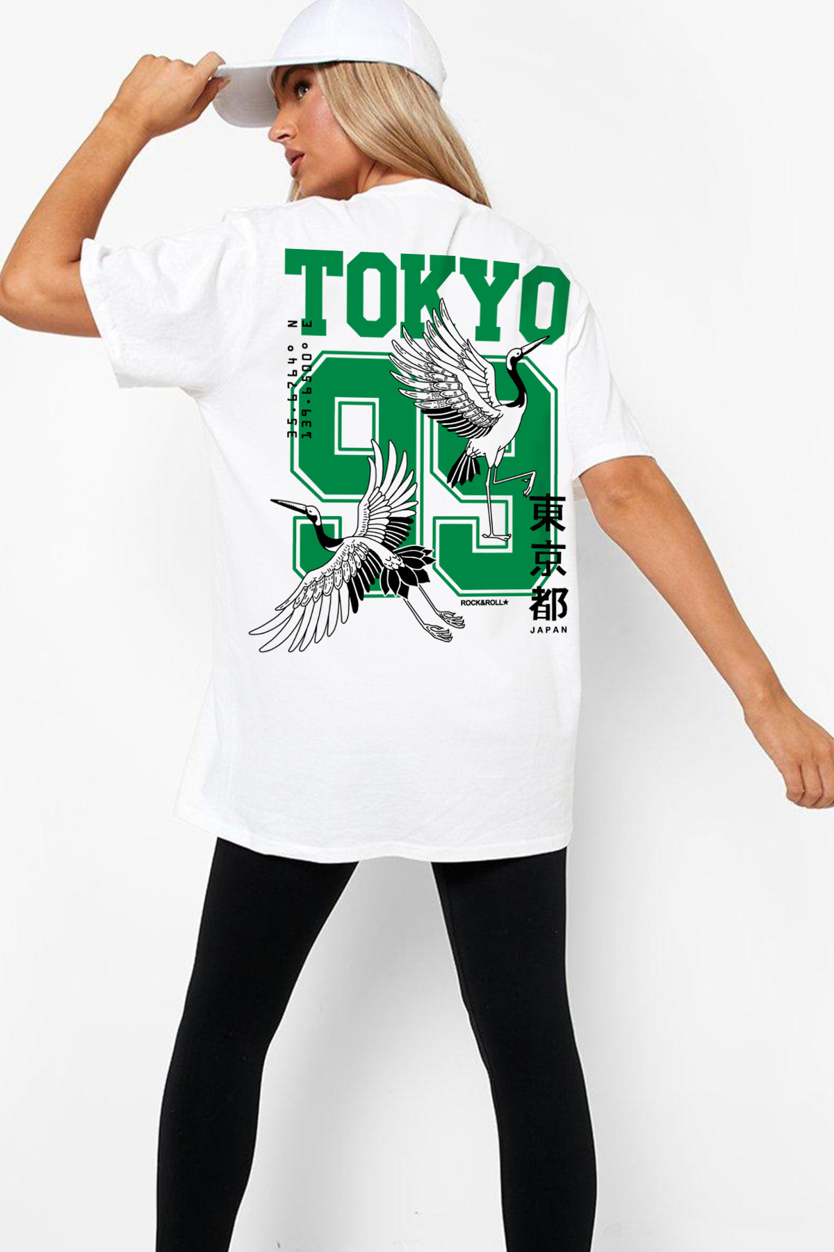 Tokyo 99 Beyaz Arka Baskılı Oversize Kısa Kollu T-shirt
