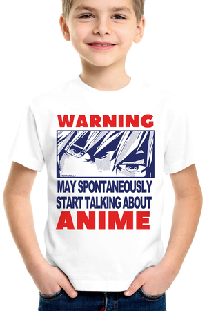  - Dikkat Anime Kısa Kollu Beyaz Çocuk Tişört
