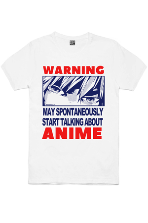 Dikkat Anime Beyaz Kısa Kollu Erkek T-shirt - Thumbnail
