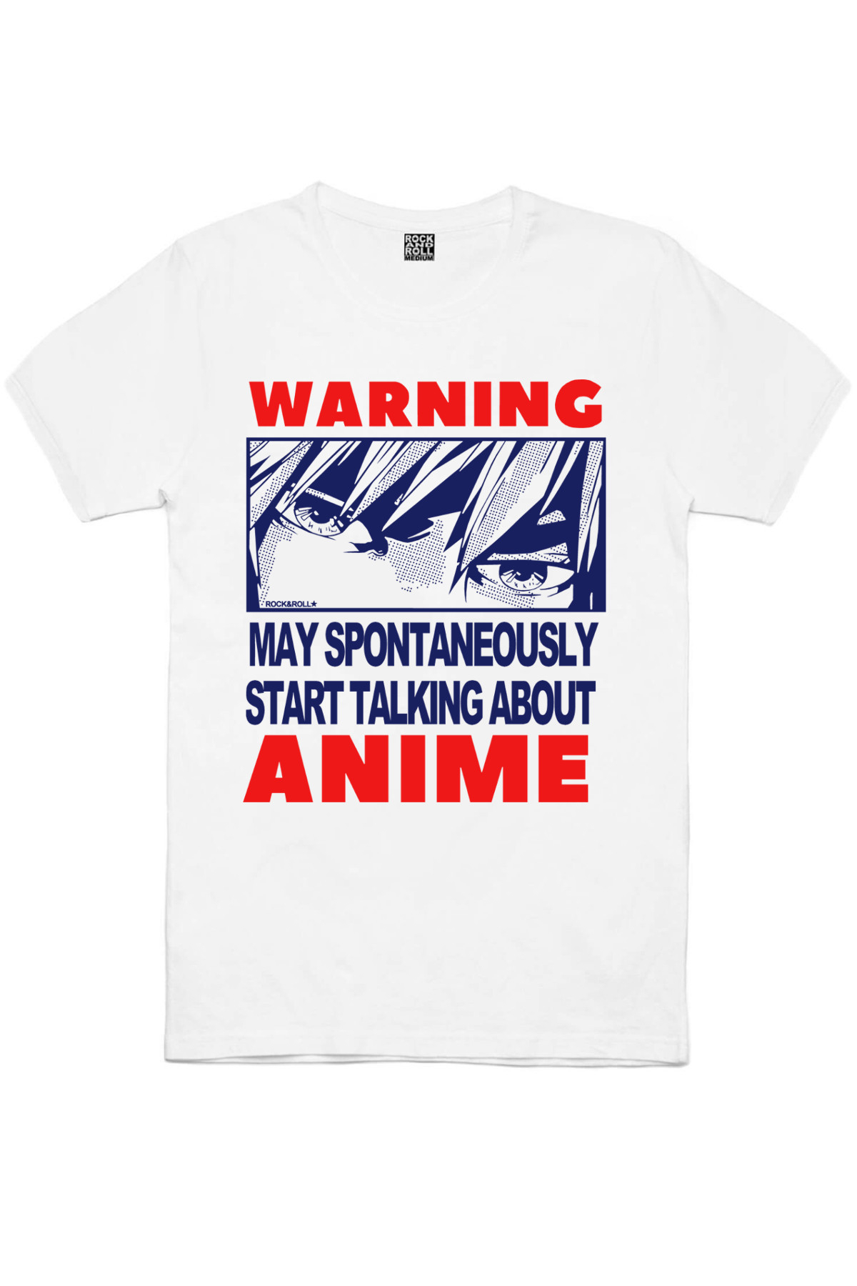 Dikkat Anime Beyaz Kısa Kollu Erkek T-shirt