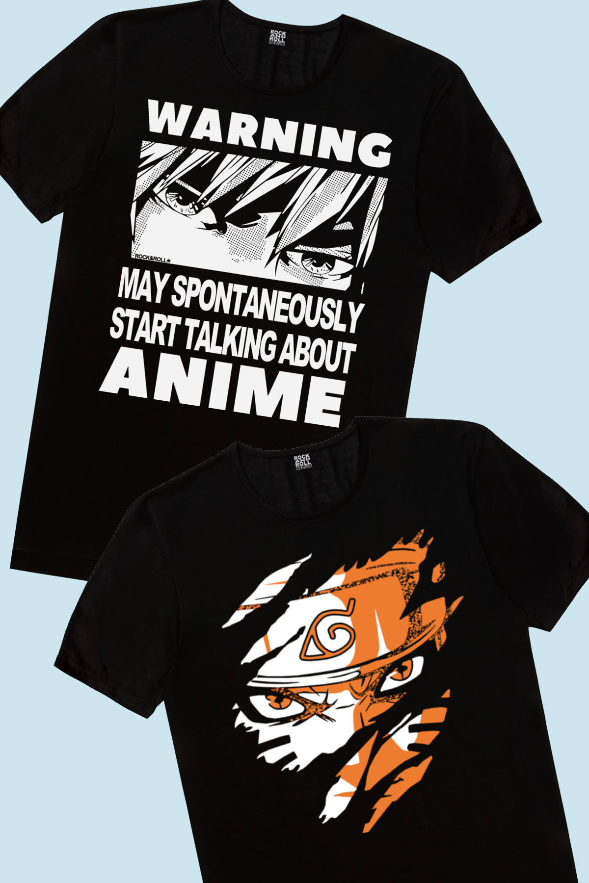 Dikkat Anime Siyah, Sert Naruto Çocuk Tişört 2'li Eko Paket