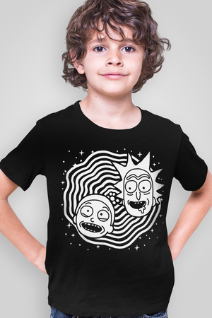 Dönen Kafalar Siyah Kısa Kollu Erkek Çocuk T-shirt - Thumbnail
