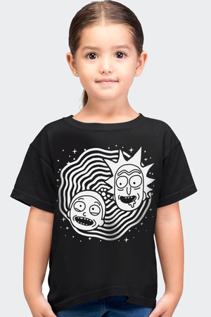 Dönen Kafalar Siyah Kısa Kollu Çocuk T-shirt - Thumbnail