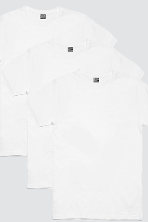 Rock & Roll - Düz, Baskısız Beyaz Erkek 3'lü Eko Paket Tshirt