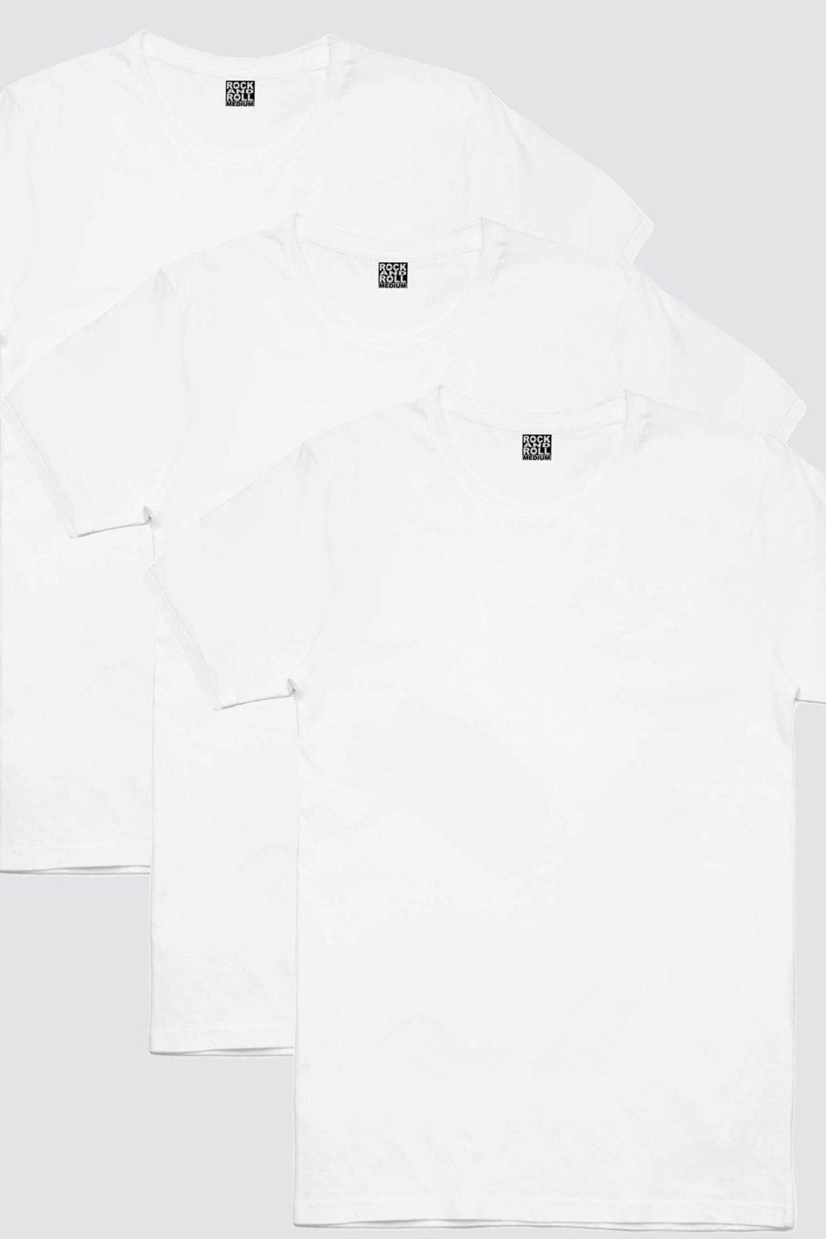 Düz, Baskısız Beyaz Erkek 3'lü Eko Paket Tshirt