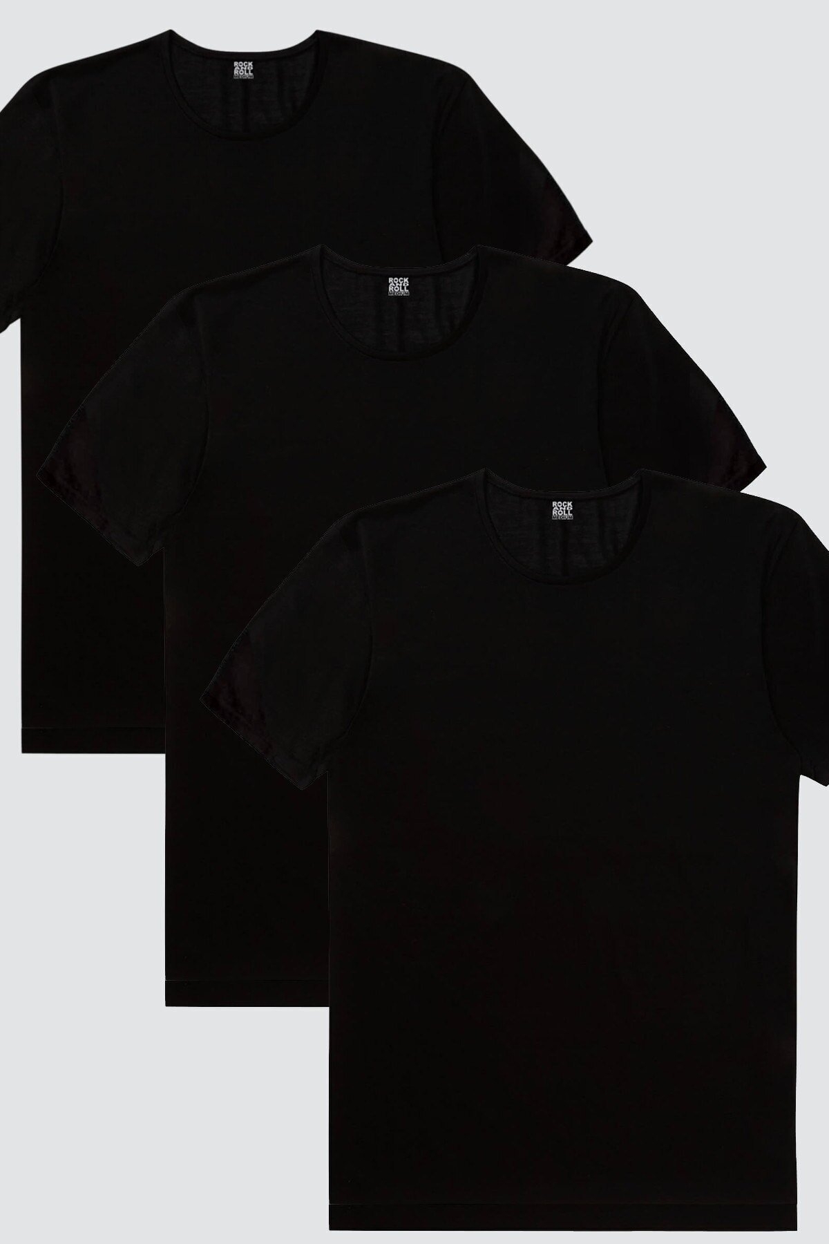 Düz, Baskısız Siyah Erkek 3'lü Eko Paket Tshirt