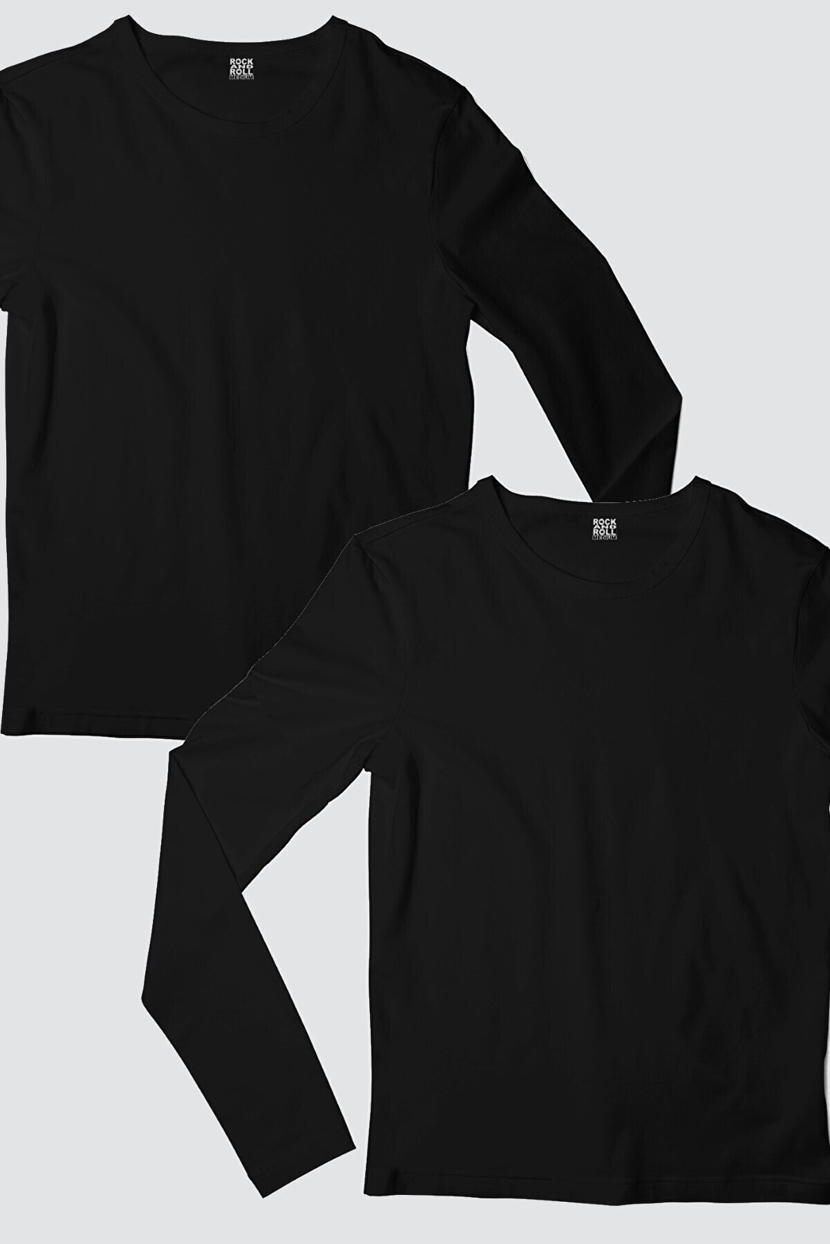 Düz, Baskısız Siyah Uzun Kollu Kadın T-shirt 2'li Eko Paket