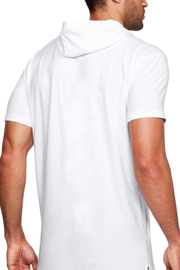 Düz, Baskısız Basic Beyaz Kapşonlu Kısa Kollu Erkek T-shirt