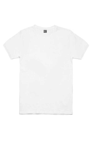 Düz, Baskısız Basic Beyaz Kısa Kollu Erkek T-shirt - Thumbnail