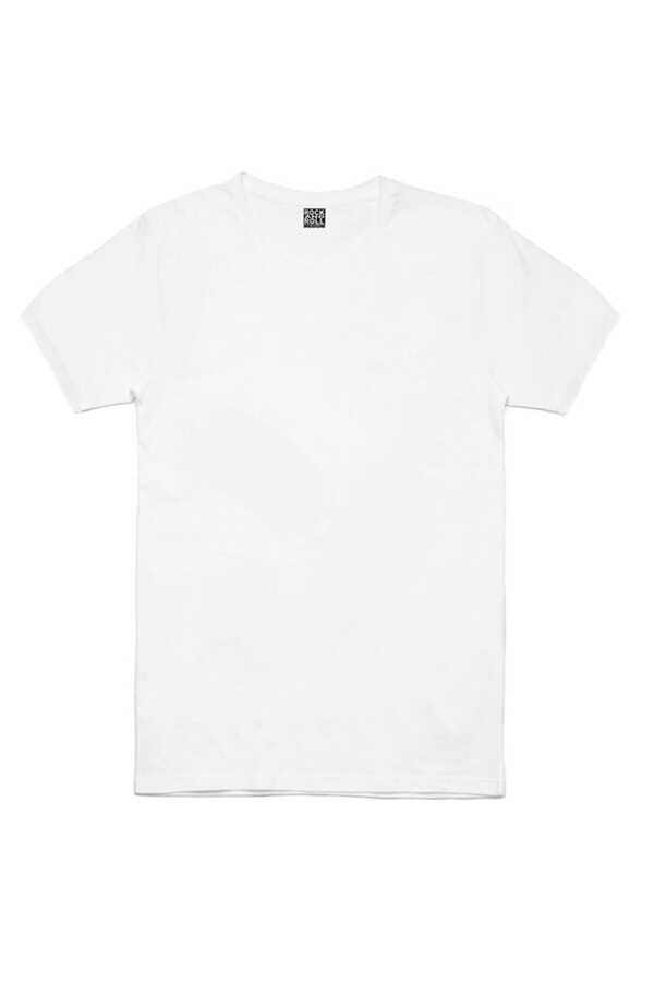 Düz, Baskısız Basic Beyaz Kısa Kollu Erkek T-shirt