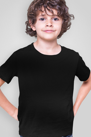 Düz Siyah Çocuk Tişört 2'li Eko Paket - Thumbnail