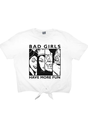 Eğlenceli Kadınlar Beyaz Kısa, Kesik Bağlı Crop Top Kadın T-shirt - Thumbnail