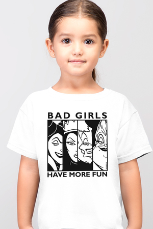 Eğlenceli Kadınlar Beyaz Kısa Kollu Kız Çocuk T-shirt - Thumbnail