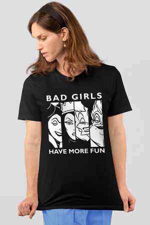 Eğlenceli Kadınlar Siyah Kısa Kollu Kadın T-shirt - Thumbnail