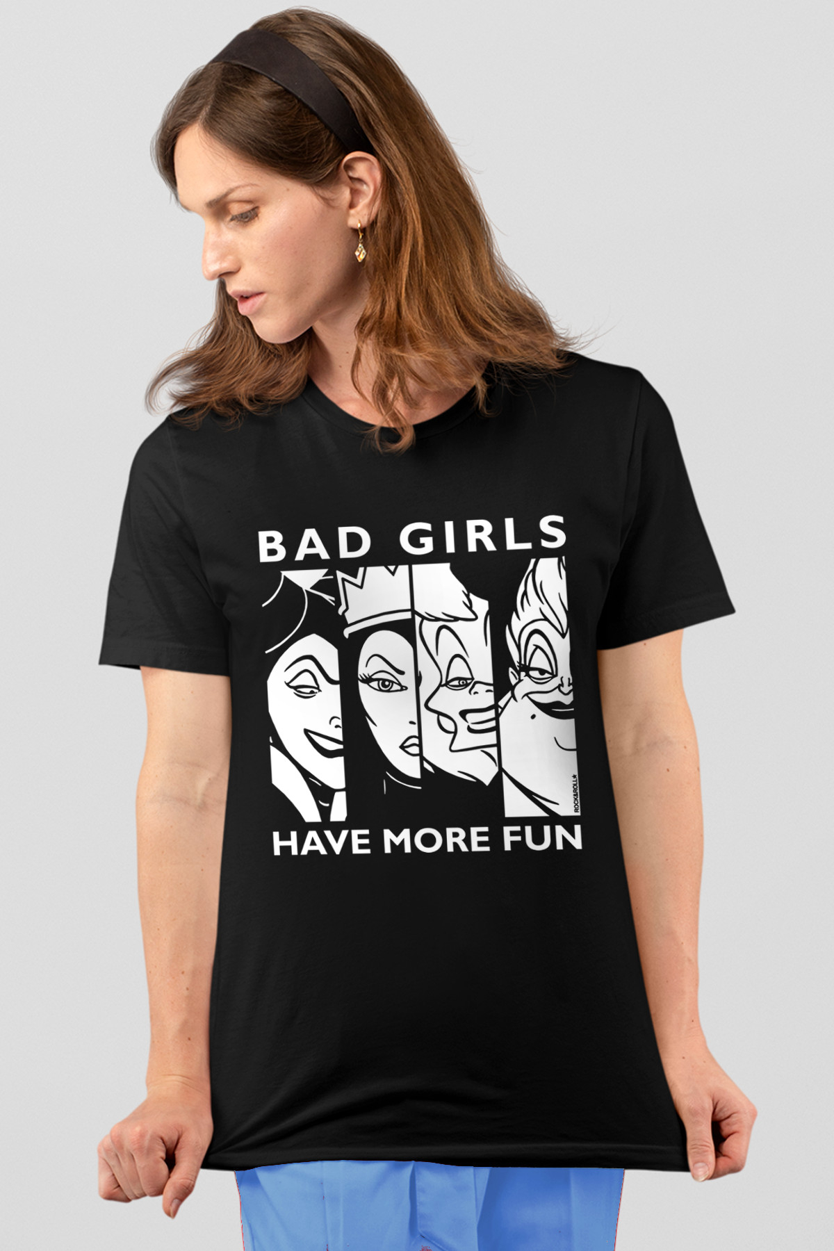 Eğlenceli Kadınlar Siyah Kısa Kollu Kadın T-shirt