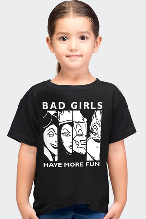 Eğlenceli Kadınlar Siyah Kısa Kollu Kız Çocuk T-shirt - Thumbnail