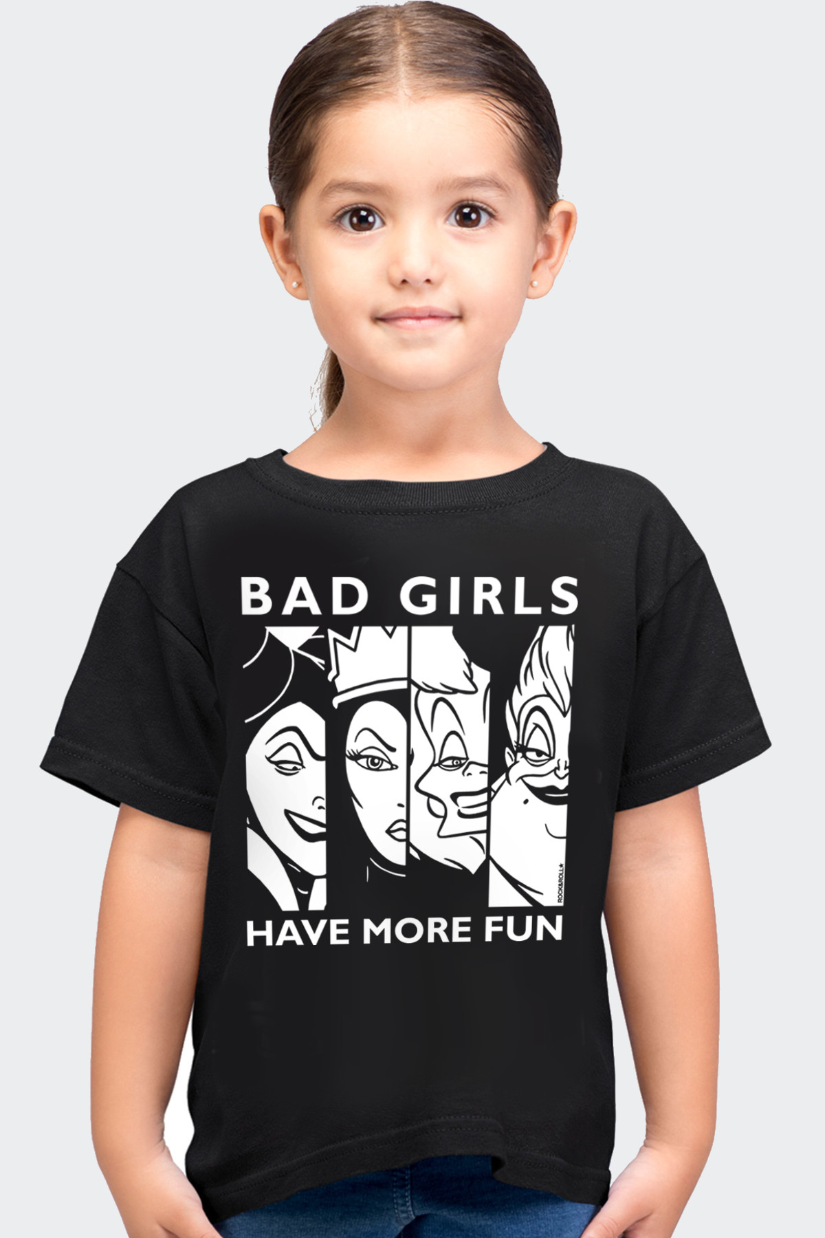 Eğlenceli Kadınlar Siyah Kısa Kollu Kız Çocuk T-shirt