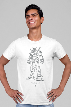 Rock & Roll - Robotic Ön ve Arka Baskılı Beyaz Kısa Kollu Erkek T-shirt