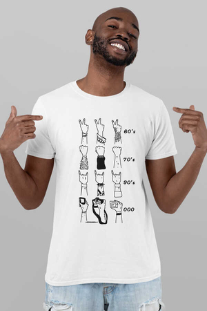 Rock & Roll - Eller Ve Yıllar Kısa Kollu Beyaz Erkek T-shirt