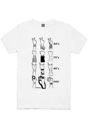 Eller Ve Yıllar Kısa Kollu Beyaz Erkek T-shirt - Thumbnail