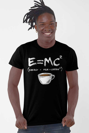 Enerjik Kahve Kısa Kollu Siyah Erkek T-shirt - Thumbnail