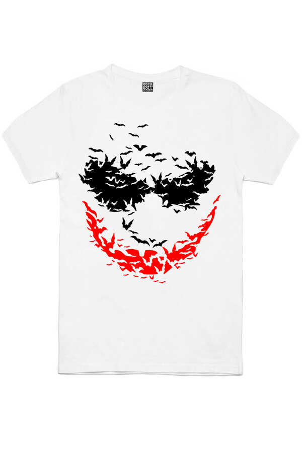 Yarasa Gülüşü Beyaz Kısa Kollu Erkek T-shirt