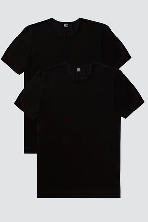 Rock & Roll - Düz, Baskısız Siyah T-shirt Erkek 2'li Eko Paket