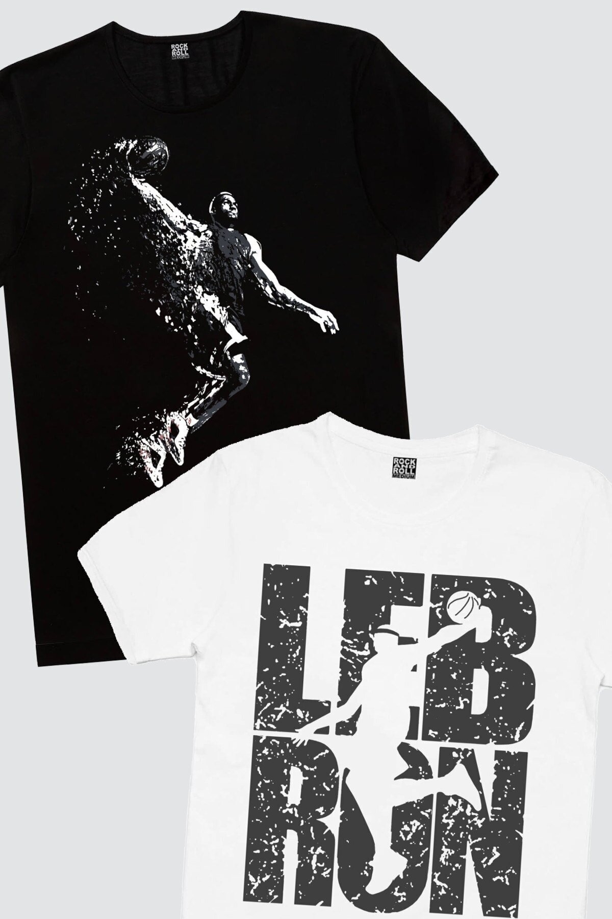 Pro Smaç, Lebron Yazı Beyaz Erkek 2'li Eko Basket Paket T-shirt