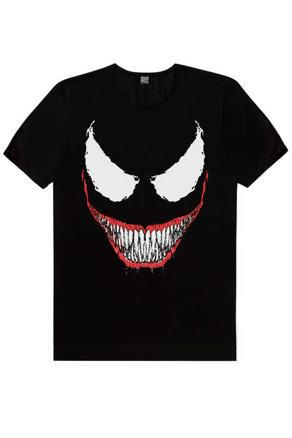 Timsah Dişler Siyah Kısa Kollu Erkek T-shirt