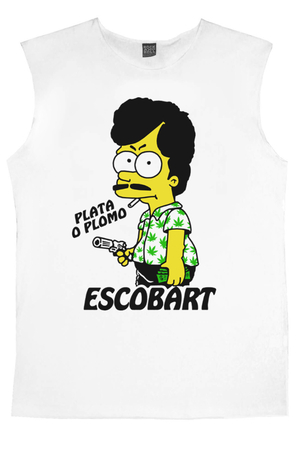 Escobart Beyaz Kesik Kol | Kolsuz Erkek T-shirt | Atlet - Thumbnail