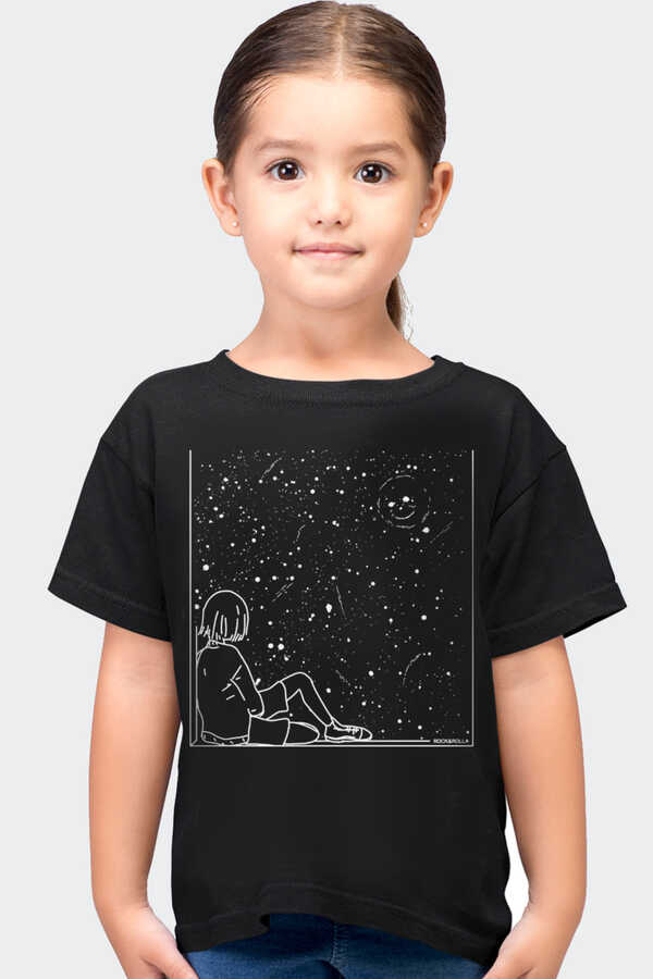 Evrensel Gülüş Kısa Kollu Siyah Çocuk T-shirt