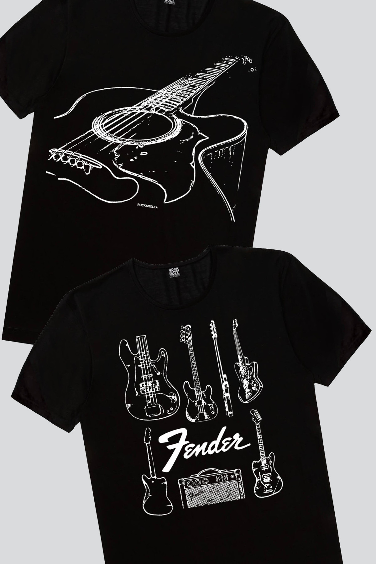 Fender Gitar, Gitarımın Telleri Erkek Tişört 2'li Eko Paket