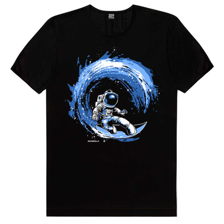 Galaktik Sörfcü Siyah Kısa Kollu Erkek T-shirt - Thumbnail