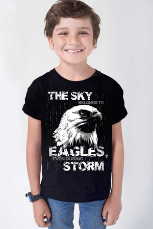 Göklerin Kartalı Siyah Kısa Kollu Çocuk T-shirt - Thumbnail