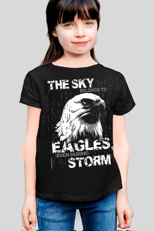 Göklerin Kartalı Siyah Kısa Kollu Çocuk T-shirt - Thumbnail