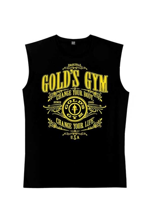Golds Gym Kesik Kol Siyah ErkekT-shirt - Thumbnail