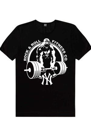 Rock & Roll - Gorilla Gym Kısa Kollu Siyah Tişört