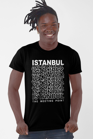  - Karışık İstanbul Siyah Kısa Kollu Erkek T-shirt