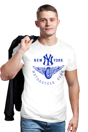 Rock & Roll - NY Moto Club Beyaz Kısa Kollu Erkek T-shirt