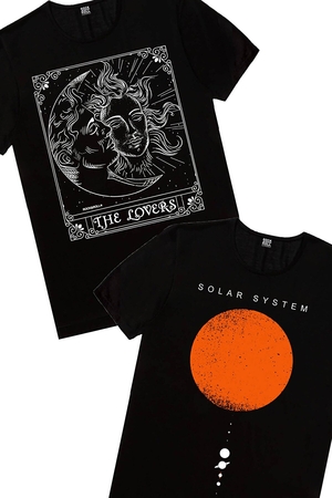  - Güneş Sistemi, Biz Ayrılamayız Kadın 2'li Eko Paket T-shirt