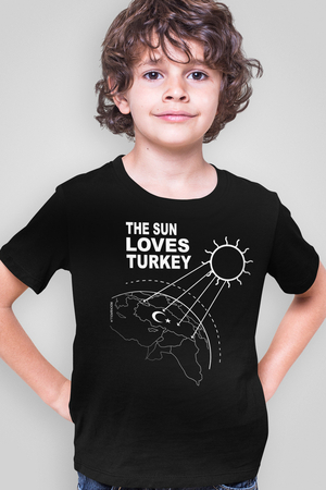 Güneşli Türkiye Siyah Kısa Kollu Erkek Çocuk T-shirt - Thumbnail